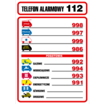 Oznaczenie "Tablica telefonów alarmowych" 14,8 x 21
