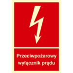 Oznaczenie "Przeciwpożarowy wyłącznik prądu" 15 x 22,2