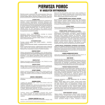 Oznaczenie ''Instrukcja Pierwsza pomoc w nagłych wypadkach" 24,5 x 35