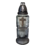 Znicz szklany z wkładem szary 29 cm