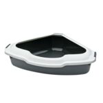 Kuweta dla kota narożna 56 x 43 x 14 cm szara happet