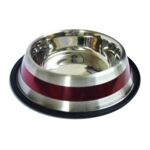 Miska dla psa na gumie 25 cm 2,4 l srebrno-czerwona