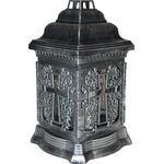 Znicz szklany w plastikowej obudowie kapliczka srebrny 26 cm krzyż ADMIT