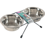 Zestaw 2 misek Inox 350 ml + stojak metalowy ZOLUX