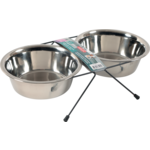 Zestaw 2 miski Inox 1,3 l + stojak metalowy ZOLUX