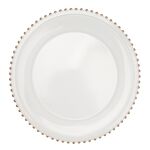 Podkładka pod talerz ze złotymi perełkami śr. 33 cm biała