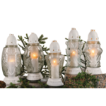 Znicz szklany 100 g wys.28 cm mix