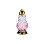 Znicz szklany z wkładem 180 g różowy efekt tęczy 36 cm