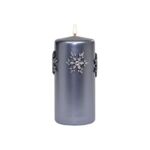 Świeca pieńkowa Christmas Time 15 cm szara metalik