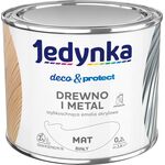 Farba akrylowa Jedynka Deco&Protect Drewno i Metal Mat Biały 0,2 l