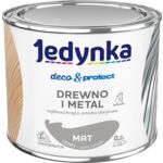 Farba akrylowa Jedynka Deco&Protect Drewno i Metal Mat Szary 0,2 l