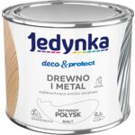 Farba akrylowa Jedynka Deco&Protect Drewno i Metal Satynowy Połysk Biały 0,2 l