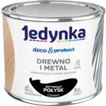Farba akrylowa Jedynka Deco&Protect Drewno i Metal Satynowy Połysk Czarny 0,2 l