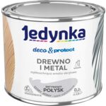 Farba akrylowa Jedynka Deco&Protect Drewno i Metal Satynowy Połysk Szary 0,2 l