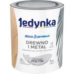 Farba akrylowa Jedynka Deco&Protect Drewno i Metal Satynowy Połysk Szary 0,7 l