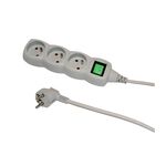 Przedłużacz 3-gniazdowy szary z łącznikiem 3 m Duwi