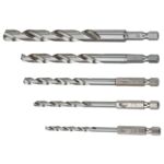 Wiertło do metalu HSS-G, 4,0 - 10,0 mm, uchwyt sześciokątny, zestaw 5 sztuk GRAPHITE