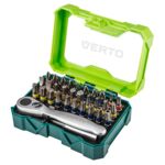 Zestaw bitów 32 sztuki, 25 mm - 4 x PH, 4 x PZ, 4 x SL, 4 x HEX, 7 x TX, 7 x TT + grzechotka do bitów VERTO