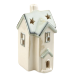 Figurka ceramiczna domek podświetlany 9 x 9 x 13 cm mix