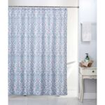 Zasłonka poliester 180 x 180 cm szaro-niebieska