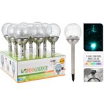 Lampa solarna inox ze szklaną kulką 11 x 35,8 x 11 cm