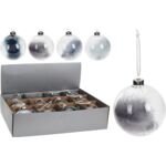 Bombka szklana przezroczysta z piórkiem 10 cm mix