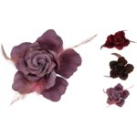 Kwiat na klipsie dekorowany piórkami 10 cm mix