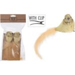 Ptaszek na klipsie złoty 16 cm 2 sztuki