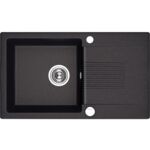 Zlewozmywak  Celia wpuszczany 1-komorowy z ociekaczem 44 x 76 cm czarny Laveo