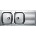 Zlewozmywak  Orion wpuszczany 2-komorowy z ociekaczem 50 x 116 cm stalowy Kuchinox
