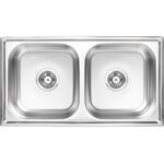 Zlewozmywak  Standard wpuszczany 2-komorowy  43,5 x 78 cm stalowy Kuchinox