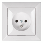 Gniazdo pojedyncze z uziemieniem biały PERŁA