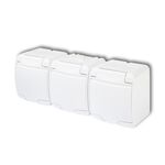 Gniazdo potrójne Hydrolux biały 3x2P+Z IP44