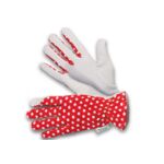 Rękawice ogrodowe Gentle czerwone w białe groszki rozmiar 9