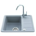 Zlewozmywak 1-komorowy LEMON 57 x 45 grafitowy z baterią