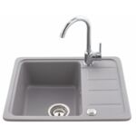 Zlewozmywak 1-komorowy LEMON 57 x 45 grafitowy z baterią