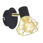 Kinkiet VERVE 1x40W E14 czarny abażur złoty CANDELLUX