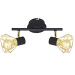 Listwa VERVE 2x40W E14 czarny abażur złoty CANDELLUX