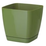 Doniczka TOSCANA 13 cm kwadratowa zielony oliwkowy