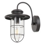 Kinkiet zewnętrzny Pavia E27 1x60W czarny mat, przeźroczyste szkło
