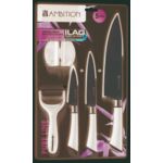 Komplet noży z ostrzałką 5 sztuk