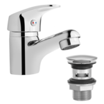 Bateria umywalkowa Ava New chrom z korkiem Invena