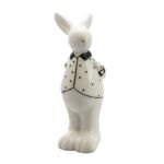 Figurka ceramiczna Zając 15 cm biało-czarny
