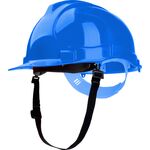 Kask budowlany, niebieski, z uniwersalnym uchwytem do osprzętu, Drel