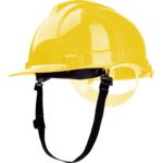 Kask budowlany, żółty, z uniwersalnym uchwytem do osprzętu, Drel