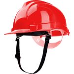 Kask budowlany, czerwony, z uniwersalnym uchwytem do osprzętu, Drel