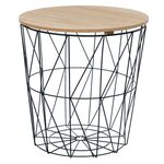 Stolik z koszem z drewnianym blatem 40 x 41 cm