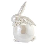 Zając ceramiczny perłowy