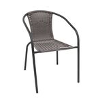 Fotel Bistro stal+rattan szary