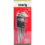 Klucz sześciokątny z końcówką kulistą wydłużony 1,5-10 mm komplet 9 szt. Drel